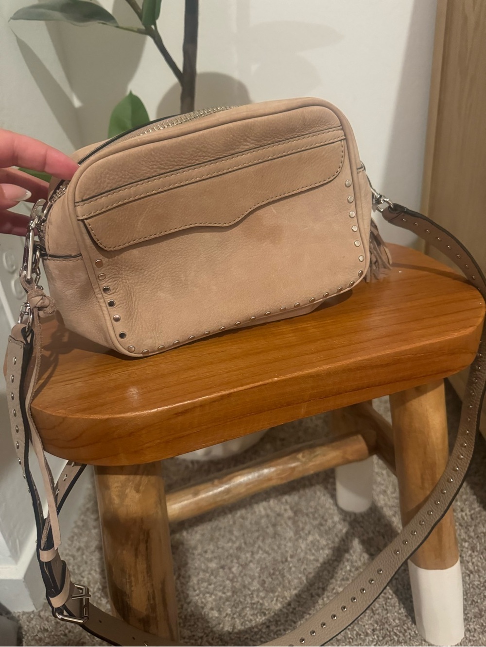 Rebecca Minkoff Neutral Tan Studded Leather Crossbody